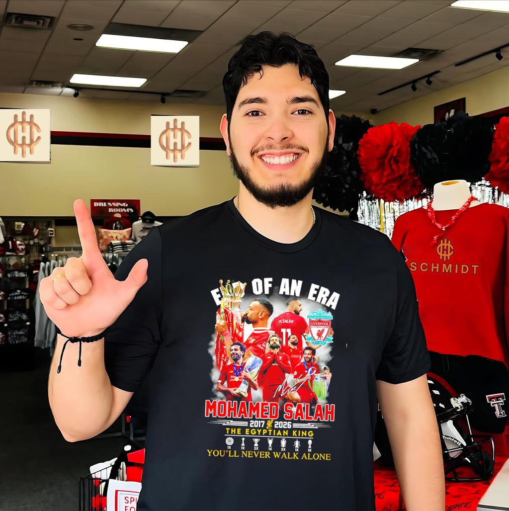 Liverpool football club Mohamed Salah 2017 2026 The Egyptian King you’ll never walk alone shirt