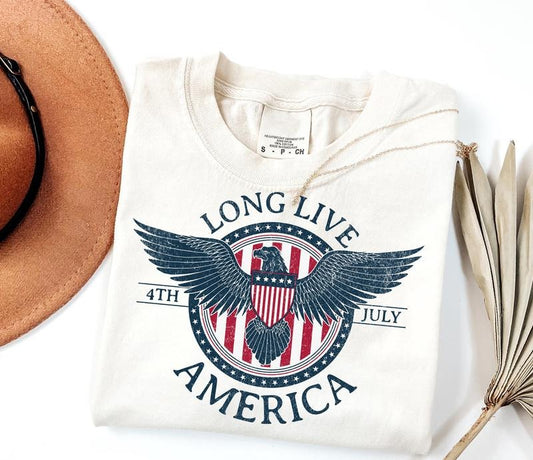 Long Live America tee, 4th of July Sublimation tshirt, Independence Day Shirt , Retro 4th tee