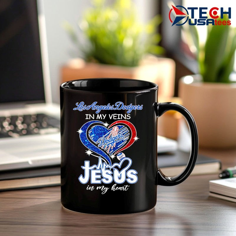 Los Angeles Dodgers in my veins Jesus in my heart shirt