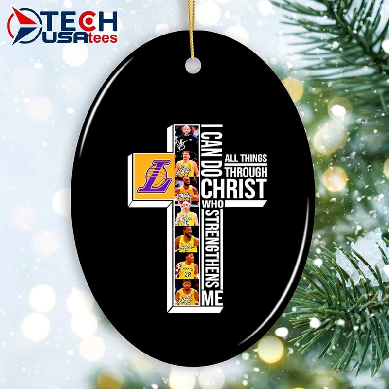 Los Angeles Lakers Basketball players cross I can do all things through Christ who strengthens me shirt