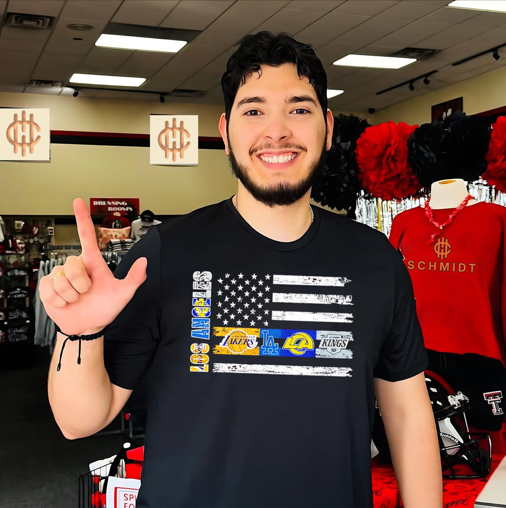 Los Angeles sports teams logos flag shirt