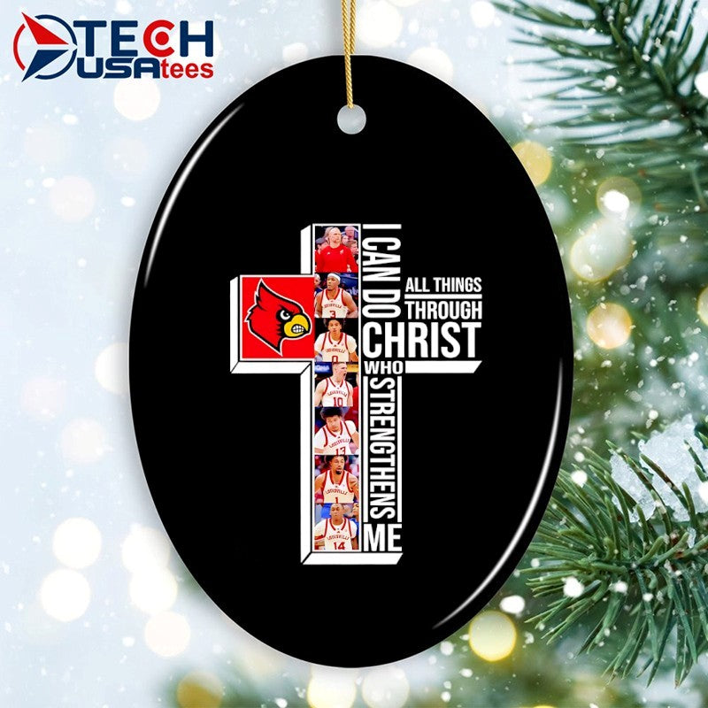 Louisville Cardinals Basketball players cross I can do all things through Christ who strengthens me shirt