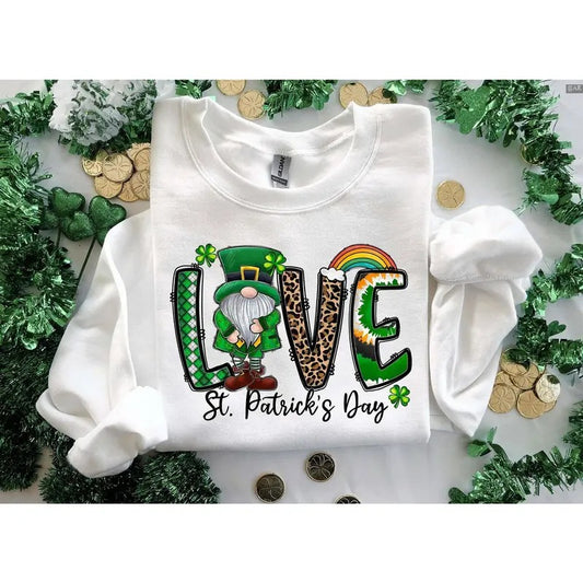Love Gnome St. Patrick's Day Sweatshirt, Gnome Love Sweater, Retro Crewneck, Gift For Lovers,, Trendy Top