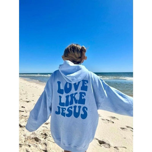 Love Like Jesus Hoodie - Trendy Cotton Blend, Long Sleeve, Casual Style, Ideal for Men