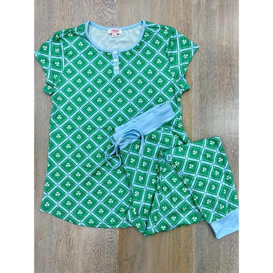 Lucky Green Shamrock Pajama Set
