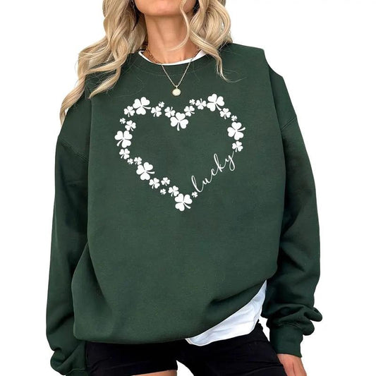 Lucky Heart Shamrock Sweatshirt, Love Clover Hoodie, Shamrock Sweatshirt, St Patrick's Day Sweatshirt, St. Patrick's Day Gift, Clover Shirt
