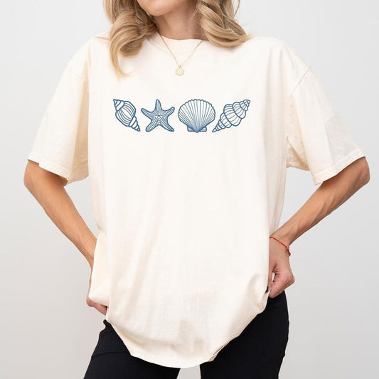 MAPTEES Retro Seashell Comfort Colors Shirt, Beach Lovers T-shirt, Beach Vibes Graphic Tee, Summer Vibes Tee, Summer Gift For Her, Ocean Lover Gift