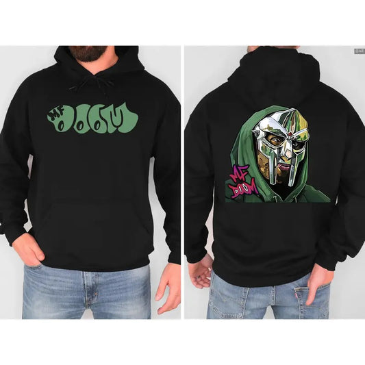 MF DOOM Operation Doomsday Grey Drawstring Fleece Chest Hoodie, Retro Crewneck, Gift For Lovers, Cotton, Trendy Womenswear Top