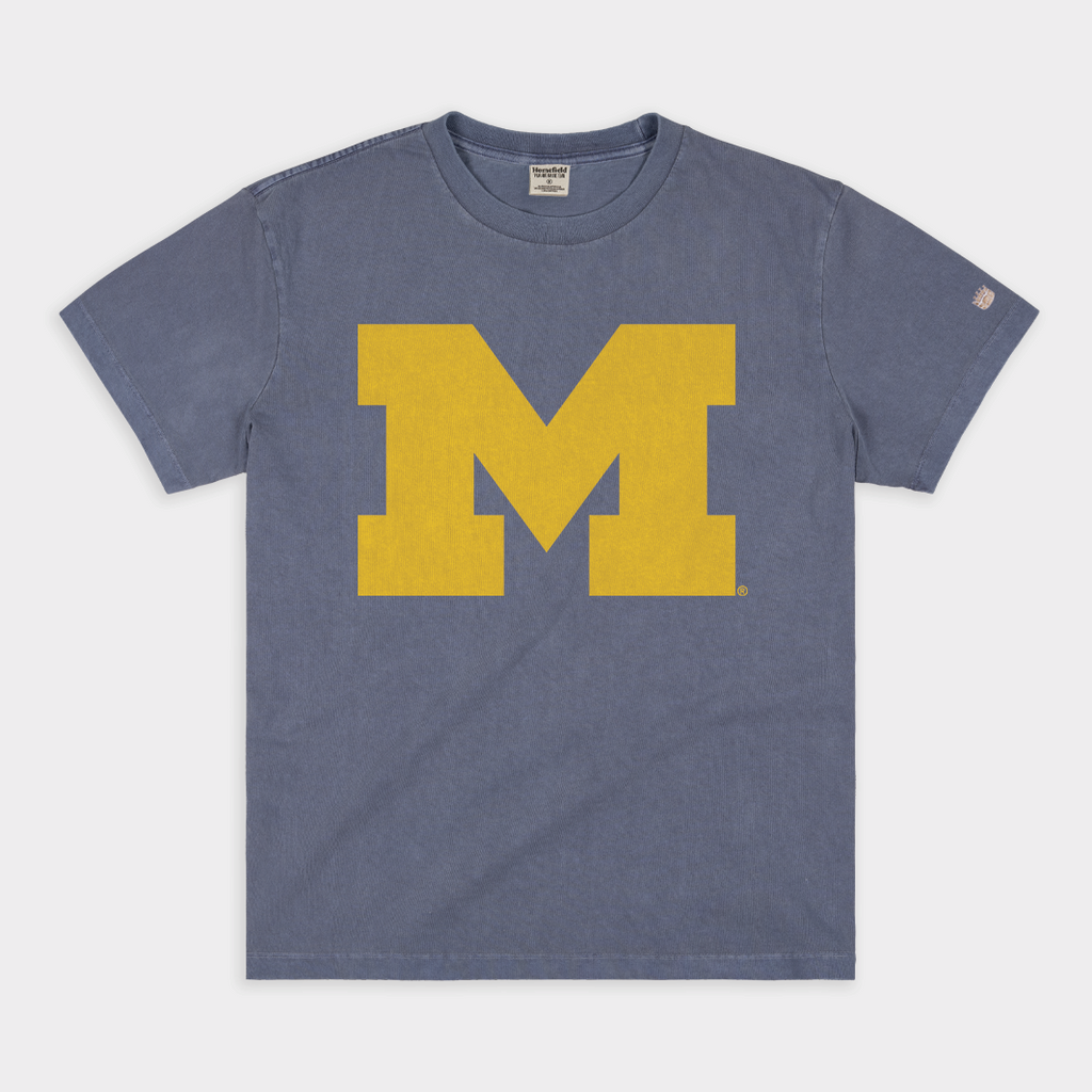 Michigan Block "M" Vintage Heavyweight Tee Hoodie, Sweatshirt | CoreVibeTees.com (Image 1)