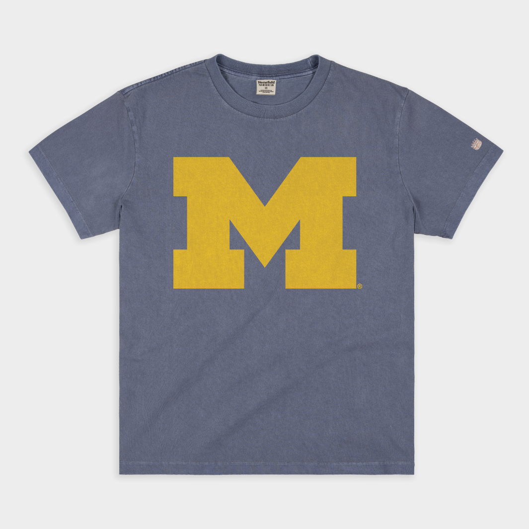 Michigan Block "M" Vintage Heavyweight Tee Hoodie, Sweatshirt | CoreVibeTees.com (Image 1)