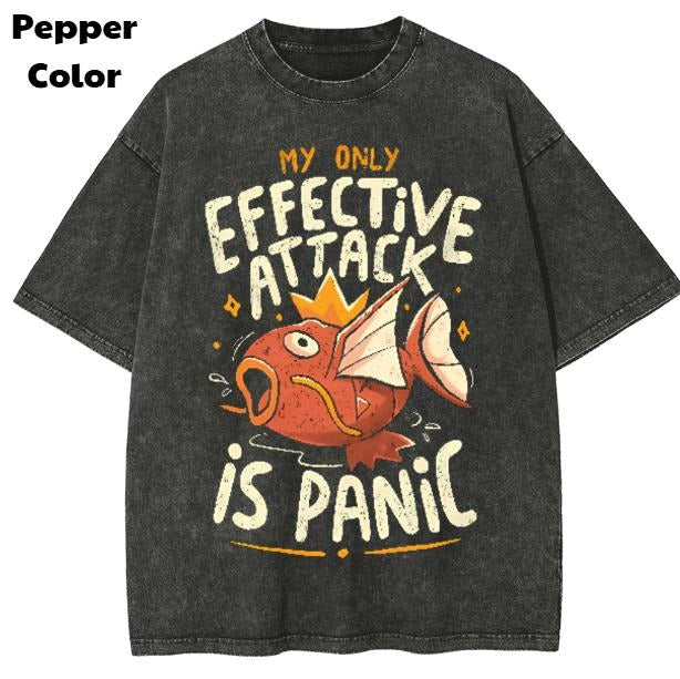 Magikarp Vintage Tees, Effective Attack Is Panic T-Shirt, Pokemon Graphic Tees, Funny Pokemon Shirt, Unisex Anime Shirt, Menswear Womenswear Streetwear