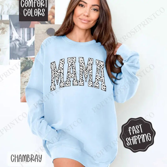 Mama Dalmatian Sweatshirt Comfort Colors, Cute Mom Crewneck,  Trendy Women's Sweater