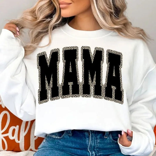 Mama Leopard Print Sweatshirt, Trendy Mama Varsity Sweatshirt, Retro Mama Sweatshirt