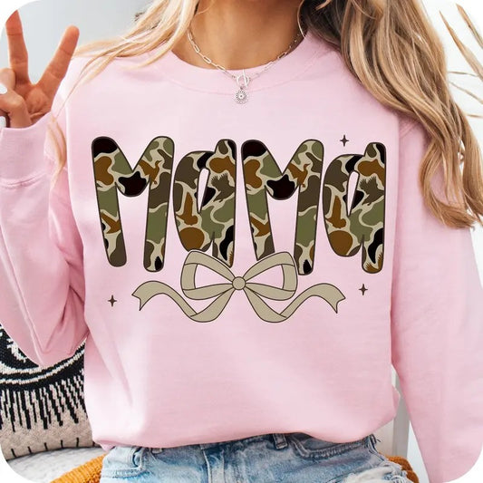 Mama Preppy Duck Camo Camouflage Shirt, Mama coquette camo bows Shirt Womenswear Cotton