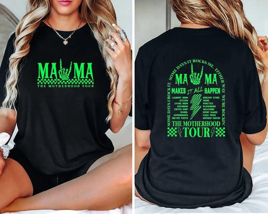 Mama rock shirt, mom life tee, rock and roll, motherhood world , music lover tee, tired as a mother green  T-shirt, sweater and Hoodie Cotton