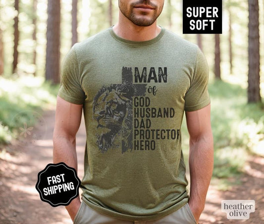Man of God Shirt For Dad, Fathers Day Tshirt, Fathers Day Gift for Dad, Dad Gift From Child, Dad Soft Cotton Shirt, Religious Shirts Menswear