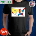 Map of populations distributions of the USA in terms of Canada shirt