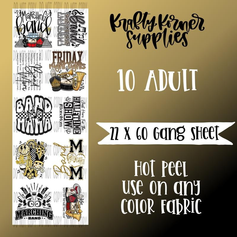 Marching Band DTF Transfer Gang Sheet, 22 x 60 T-Shirts, Hoodie, Sweatshirt | CoreVibeTees.com