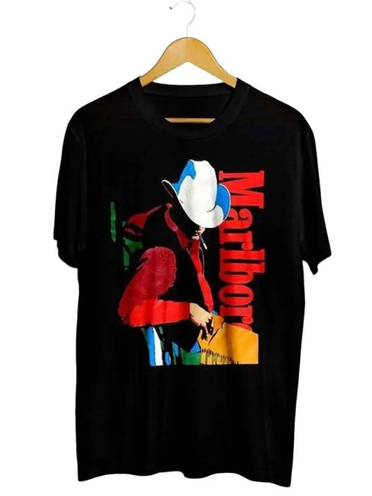 Marlboro Cowboy Wild West T-Shirt, Marlboro Cowboy Shirt, Marlboro Cowboy Tee Cotton Crew Neck Menswear Top