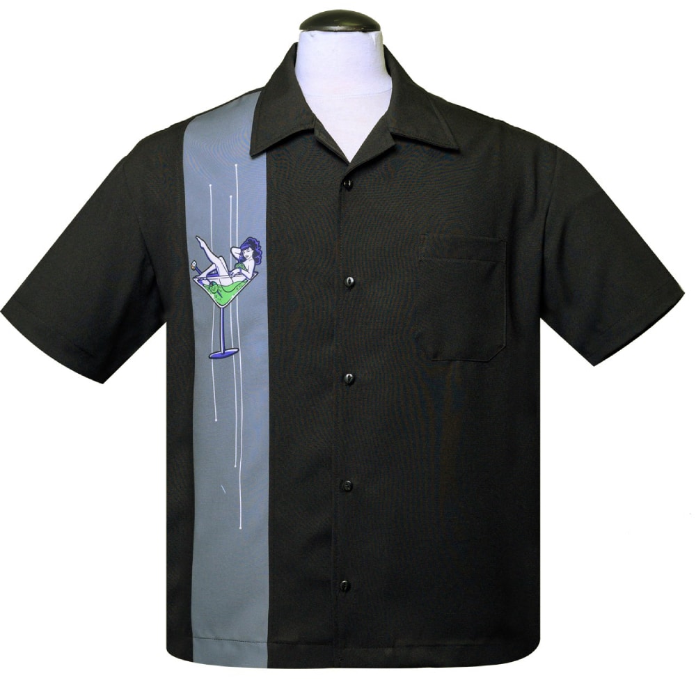 Martini Girl Black Bowling Shirt by Steady Clothing Hoodie, Sweatshirt | CoreVibeTees.com