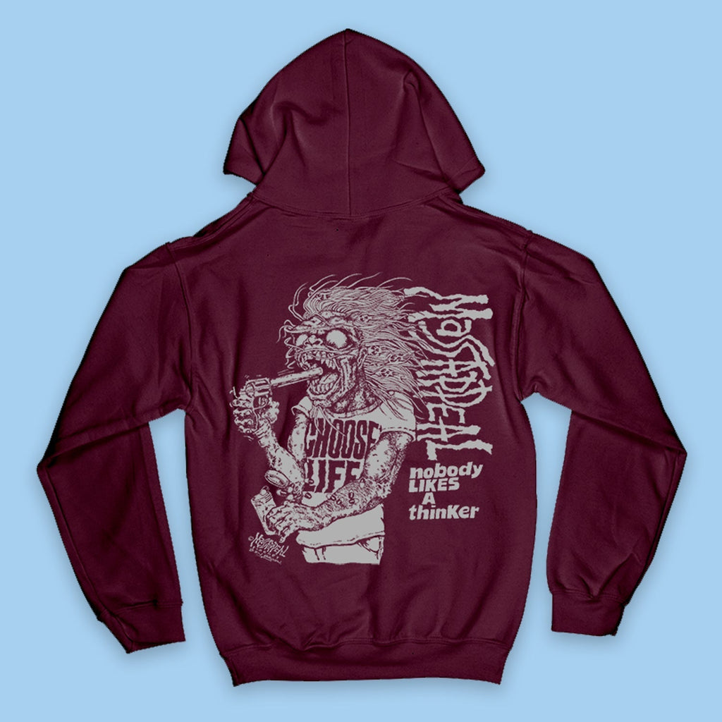 Nobody Likes A Thinker Hoodie (Maroon) T-Shirts, Sweatshirt | CoreVibeTees.com (Image 3)