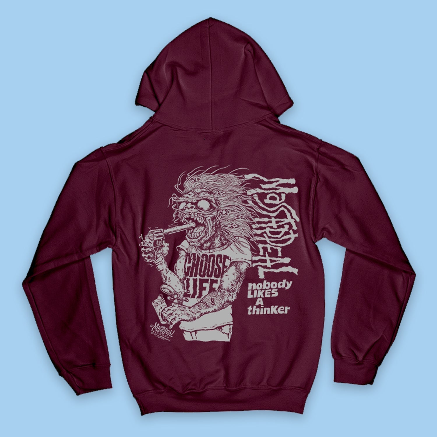 Nobody Likes A Thinker Hoodie (Maroon) T-Shirts, Sweatshirt | CoreVibeTees.com (Image 3)