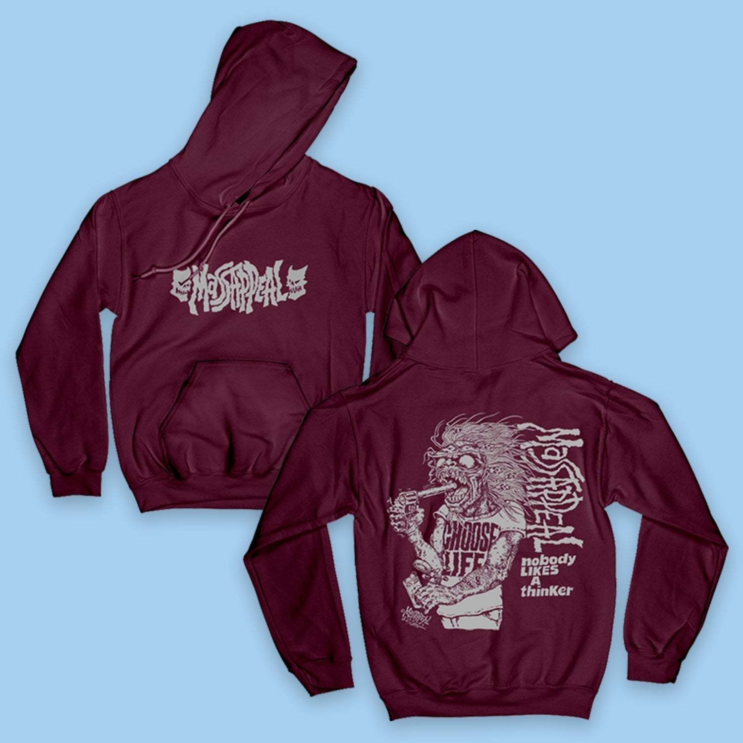 Nobody Likes A Thinker Hoodie (Maroon) T-Shirts, Sweatshirt | CoreVibeTees.com (Image 1)
