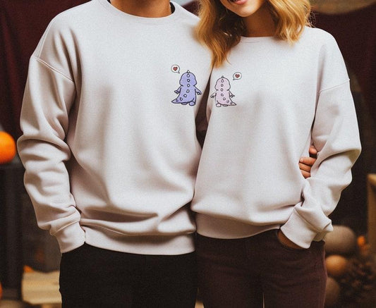 Matching sweatshirts  dinosaur sweatshirts for couples gift for couples, Gift For Lovers, trendy  Hoodie and Sweater; T-shirt Cotton Womenswear Cotton Womenswear Clothing Light