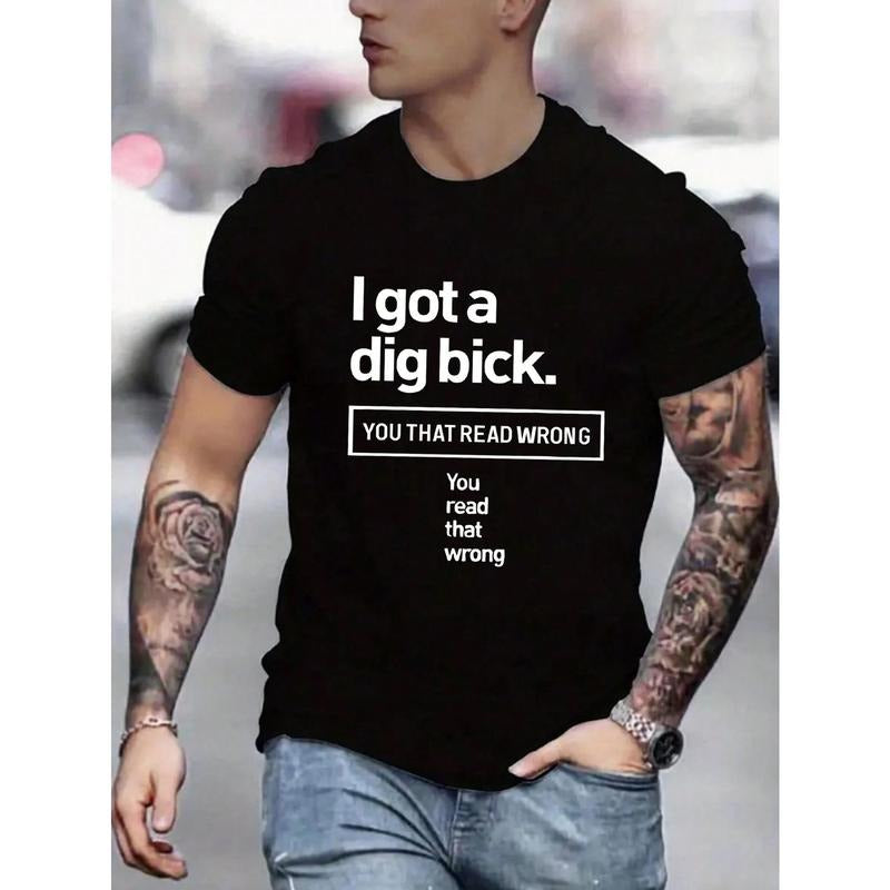 Men'S Short Sleeve T-Shirt With Slogan Prints Made in USA