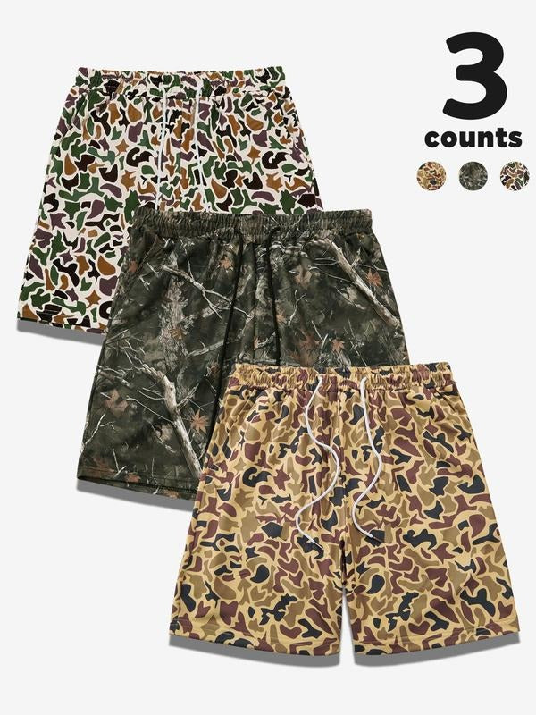 Men's Camo Print Shorts, Regular Fit Casual Street Shorts for Summer, Men's Bottoms for Daily Wearstyle{n002}2
