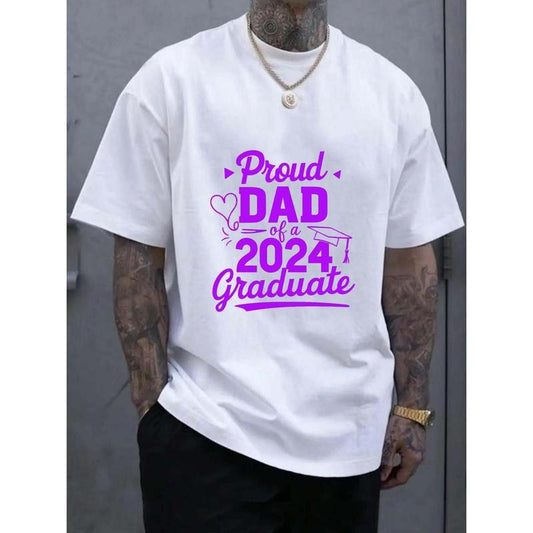 Men's Casual Athletic T-Shirt - Breathable Cotton, Crew Neck, Letter Print Design, Machine Washable - Perfect for Summer & Outdoor Activities made in USA