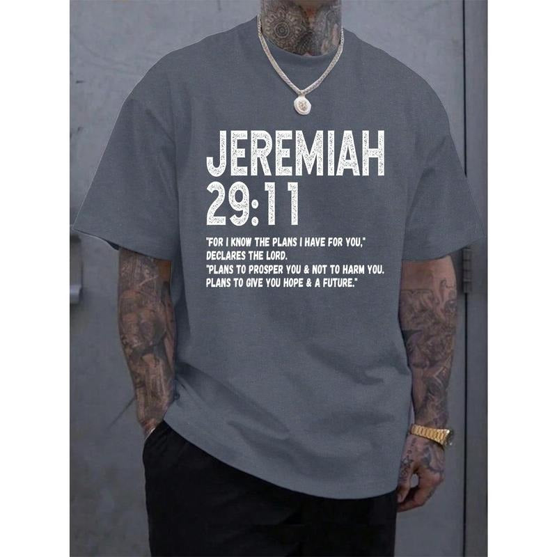 Men's Casual Loose Short Sleeve T-Shirt With Printed Text Made in USA