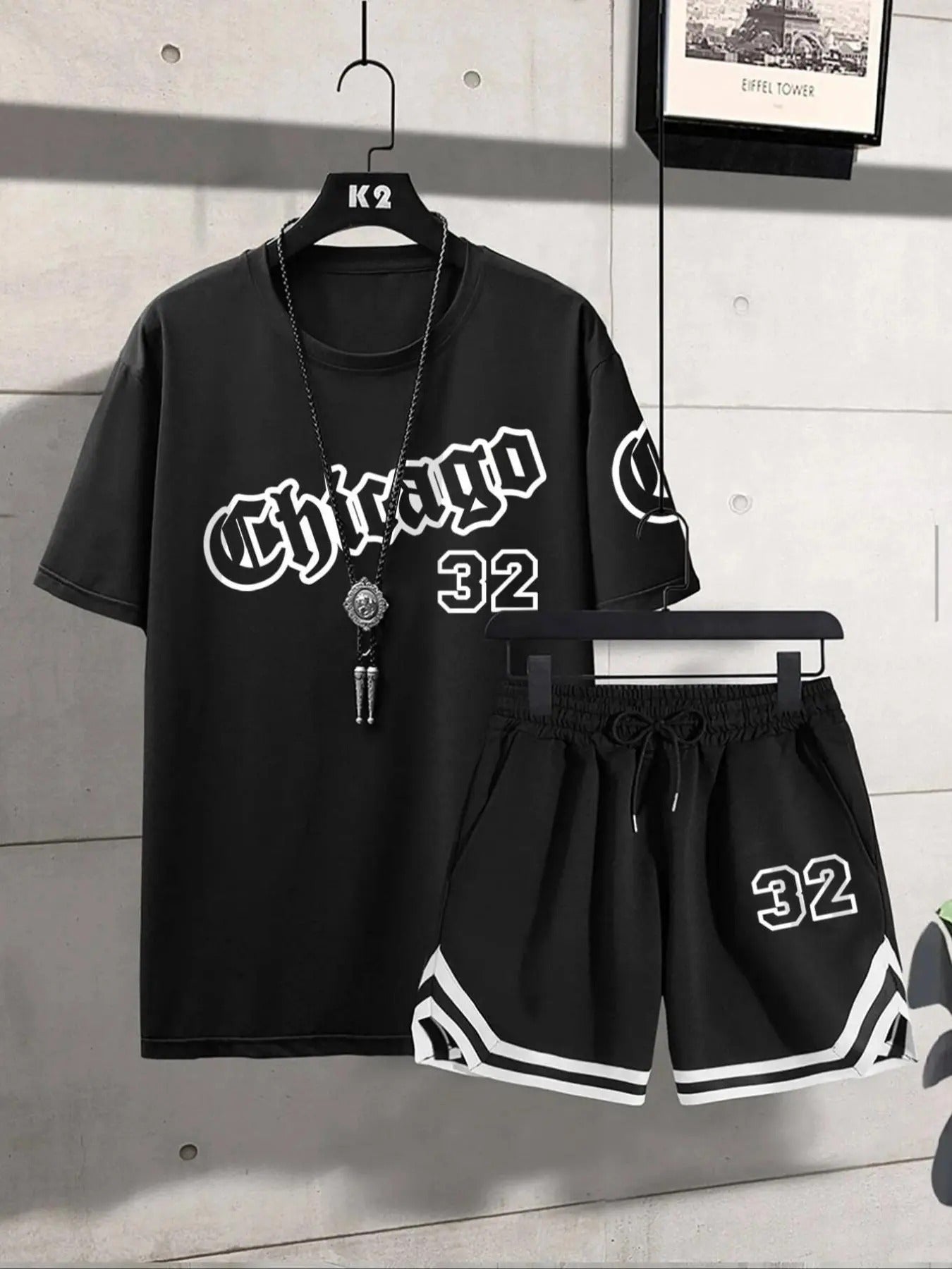 Men's Colorblock Letter & Figure Print Crew Neck Tee & Drawstring Waist Shorts Set, Regular Fit Casual Comfy Short Sleeve Round Neck T-shirt & Pocket Track Shorts, Men's Summer Clothes