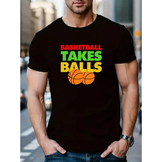Men's Creative Letter Print T-Shirt - Casual Crew Neck, Short Sleeve, - Perfect For Summer Outdoor Activities MADE IN USA