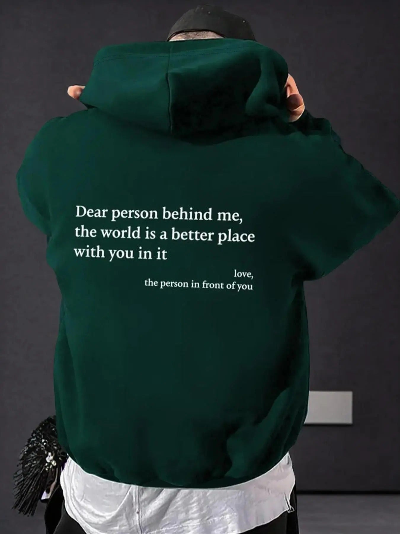 Men's Letter Print Pocket Drawstring Hoodie, Regular Fit Casual Drop Shoulder Long Sleeve Hooded Sweatshirt, Men's Fall & Winter Clothes