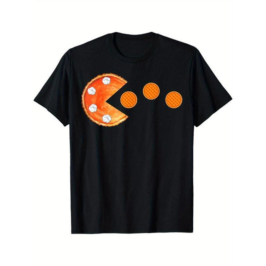 Men's Pumpkin Pie Graphic Tee - Casual Cotton Crew Neck T-Shirt for Thanksgiving & Casual Attire Made in USA