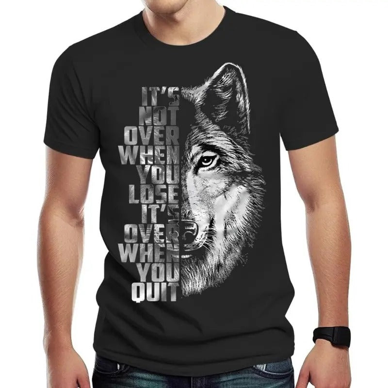 Mens Cool Wolf 3D Print Tshirt Summer Trend T Shirt Motivational T-Shirt Tops