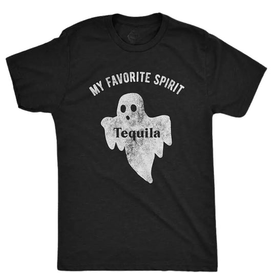 Mens My Favorite Spirit Tequila Tshirt Funny Halloween Ghost Drinking Party Tee Menswear Top