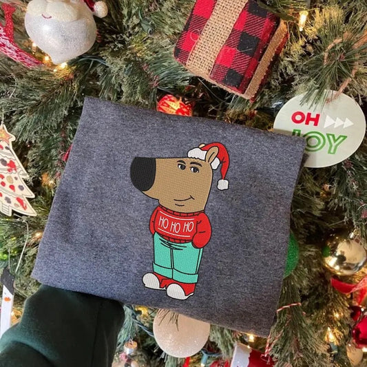 Merry Christmas Just A Chill Guy Sweatshirt Chill Guy Dog That Lowkey Doesn't Give Meme , Funny Trending Meme