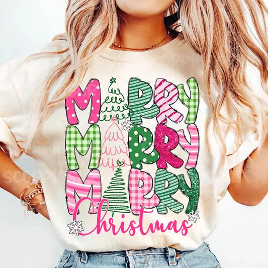 Merry Christmas Sweatshirt, Trendy Christmas Shirt, Pink Christmas Shirt, Christmas Coquette Bow T Shirt, Merry and Bright, Cozy Vibes