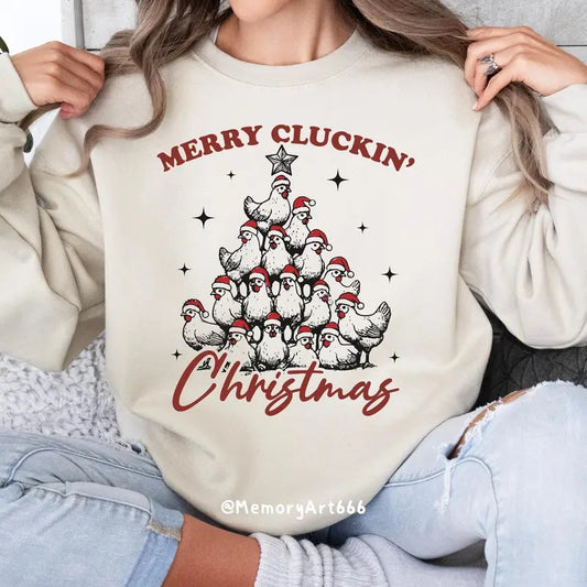 Merry Cluckin' Christmas Shirt, Christmas farmhouse, Funny Trendy Merry Christmas Chickens