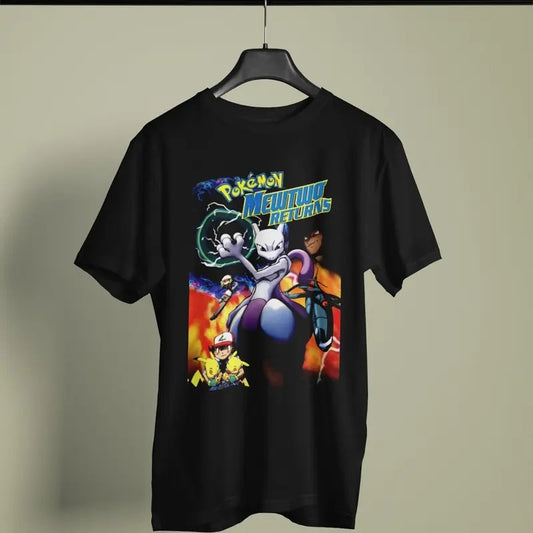 Mew2 Returns Retro Graphic Tee Anime T-shirt Mewtwo Cover Art Gift Idea Present For Him For Her