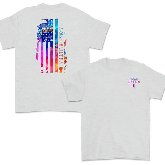 Michelob Ultra Beer Color Flag Tshirt , Double Side - One Style Fits All - For Her - For Him