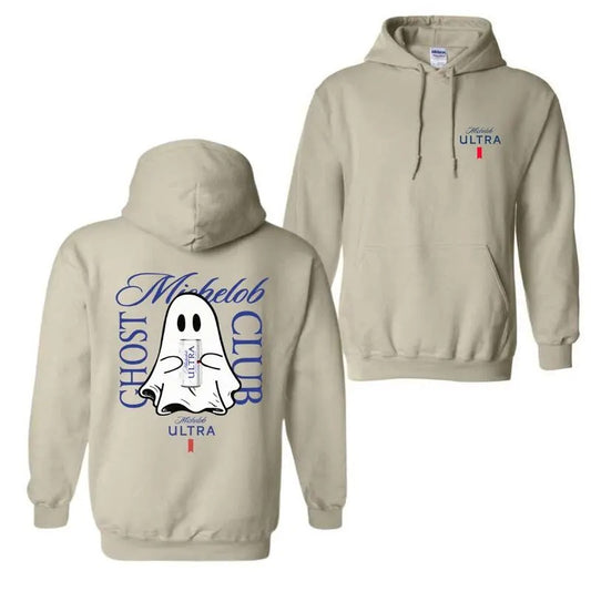 Michelob Ultra Cute Boo Ghost Halloween 2 Sided Hoodie, Michelob Ultra Halloween Hoodie For Men And Women, Halloween Cute Ghost Trendy Hoodie