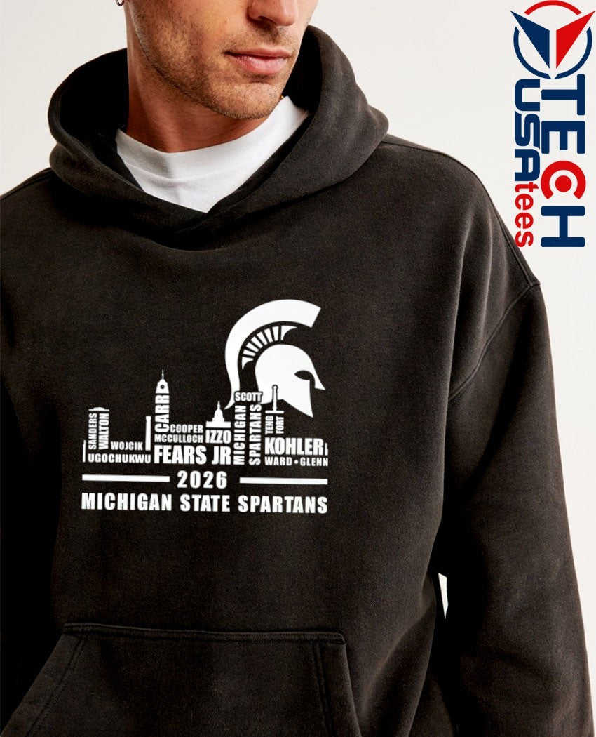 Michigan State Spartans 2026 players name skyline shirt