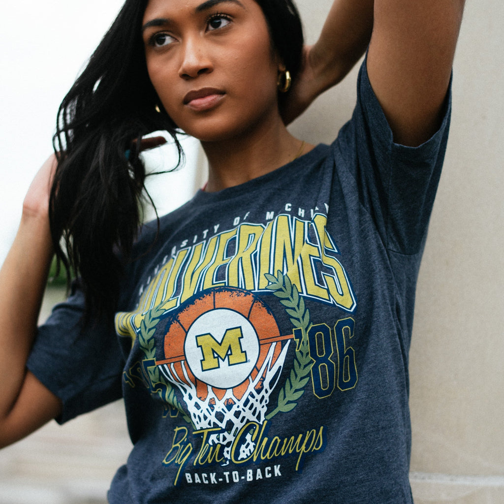 Michigan Basketball 1985-86 B1G Champions Tee Hoodie, Sweatshirt | CoreVibeTees.com (Image 2)