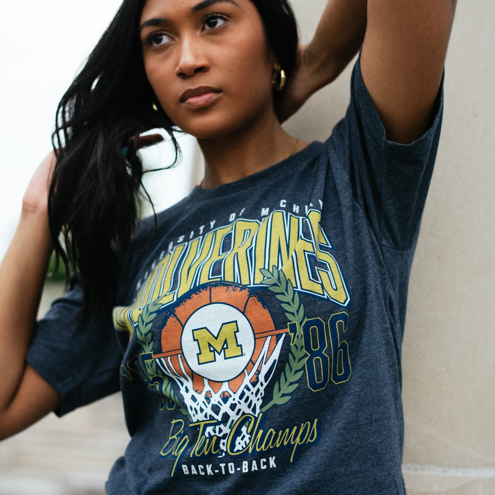 Michigan Basketball 1985-86 B1G Champions Tee Hoodie, Sweatshirt | CoreVibeTees.com (Image 2)