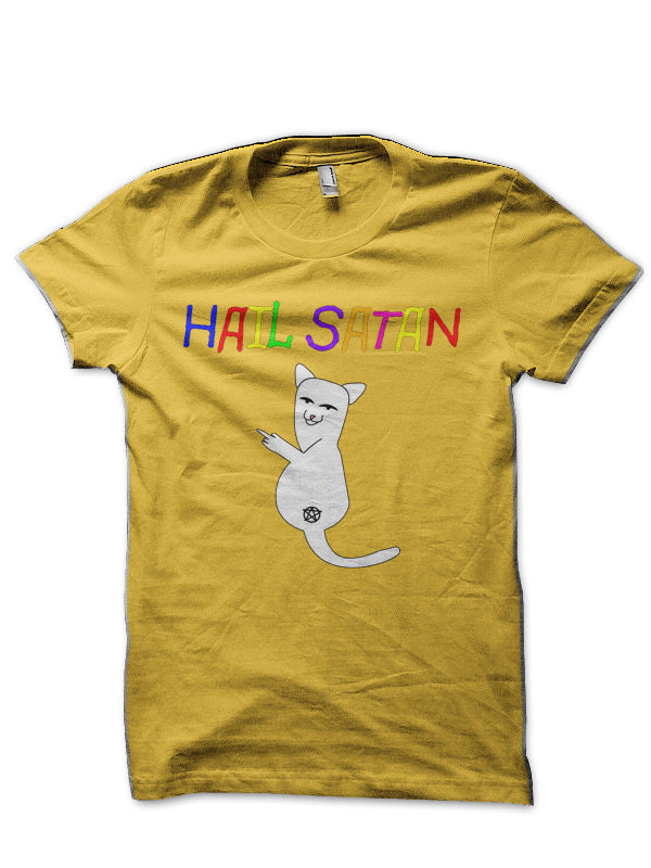 Hail Satan Middle Finger Cat T-Shirt Hoodie, Sweatshirt | CoreVibeTees.com