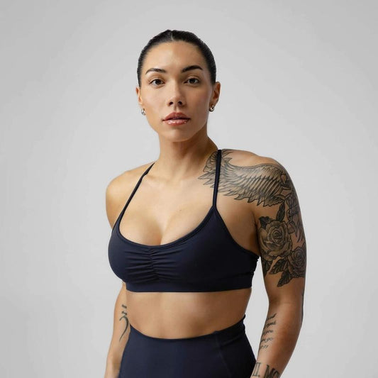 Midnight Navy Strive Bra - Women's Plain Pattern Sports Bra, Lightweight & Breathable, Adjustable Straps, Summer Season