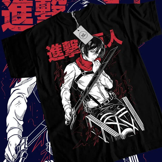 Mikasa Ackerman AOT T-Shirt, Epic Battle Design, Anime Fan Merch, Perfect Gift for Attack on Titan Fans